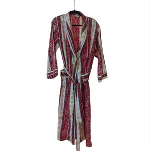 Victoria's Secret Vintage 80s Floral Robe Red White Small